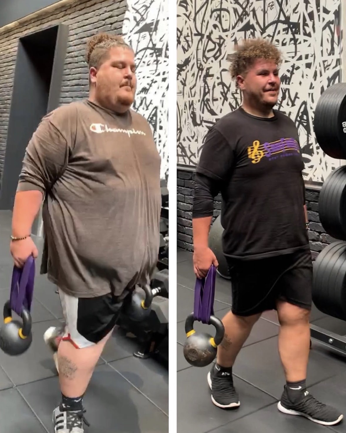 Client transformation, before and after, trained by Joshua at Dogpound